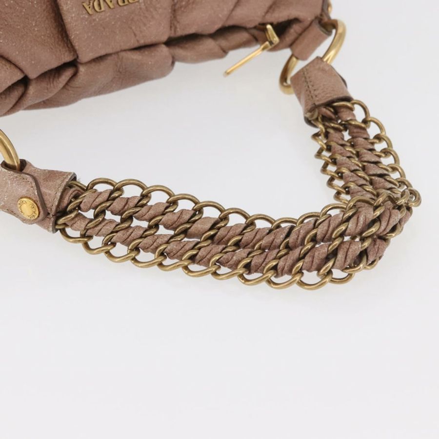 【日本直送】PRADA 鏈條單肩包 皮革 粉紅色 金飾 正品 yk20410A-6