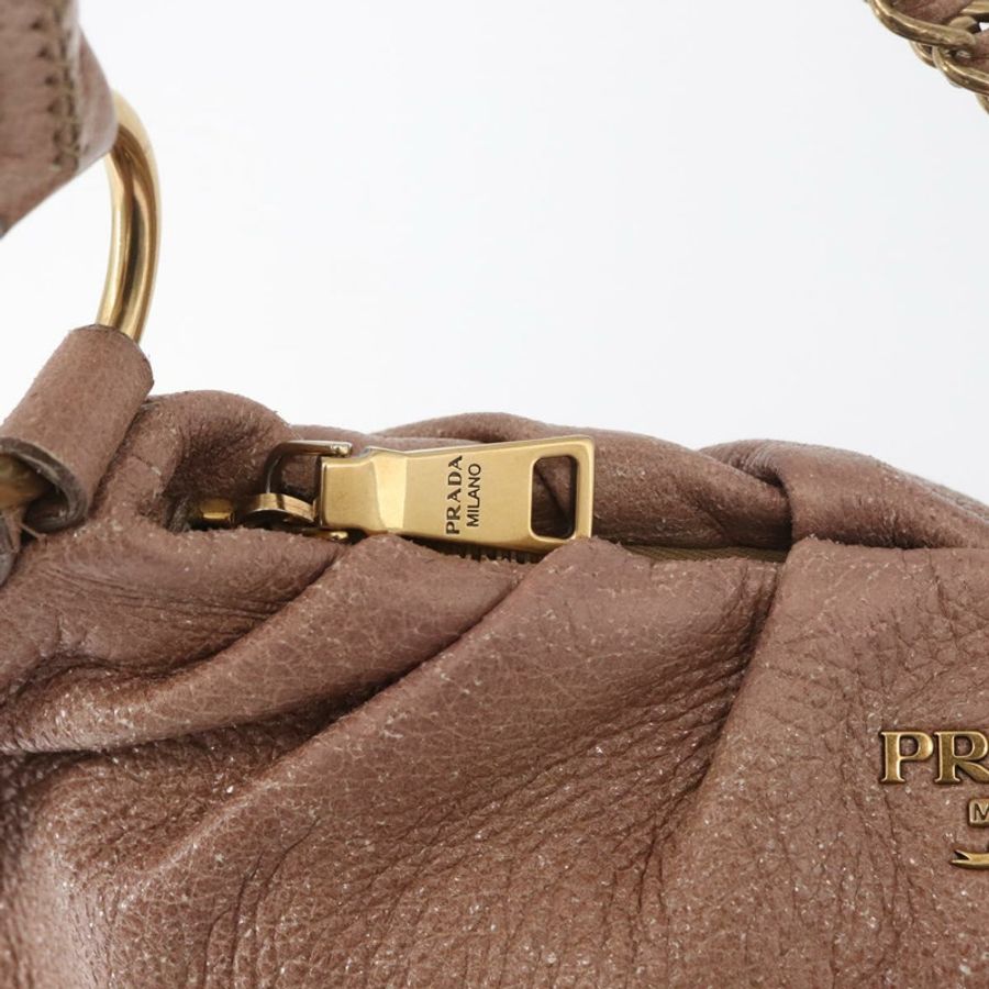 【日本直送】PRADA 鏈條單肩包 皮革 粉紅色 金飾 正品 yk20410A-8