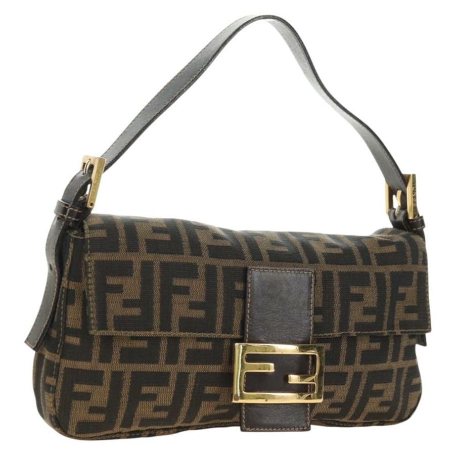【日本直送】FENDI Zucca帆布Mamma Baguette單肩包 黑色棕色 正品 yk20469SM-0