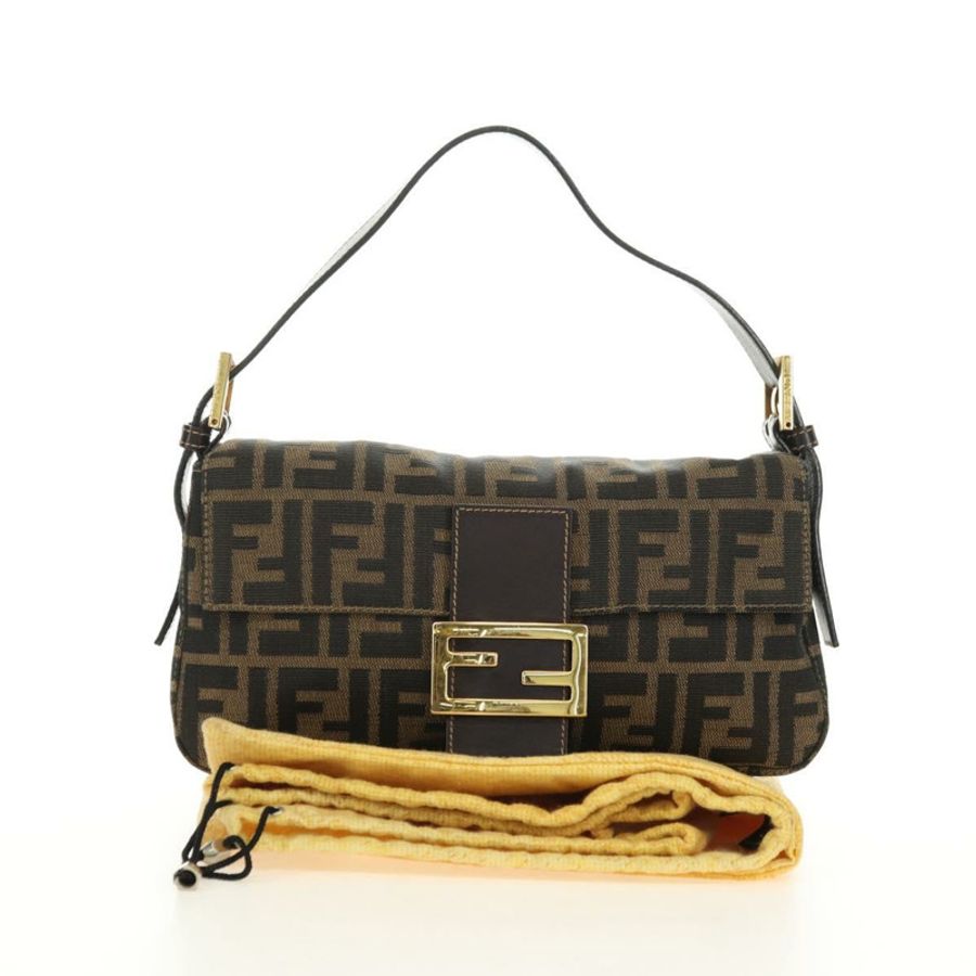【日本直送】FENDI Zucca帆布Mamma Baguette單肩包 黑色棕色 正品 yk20469SM-11