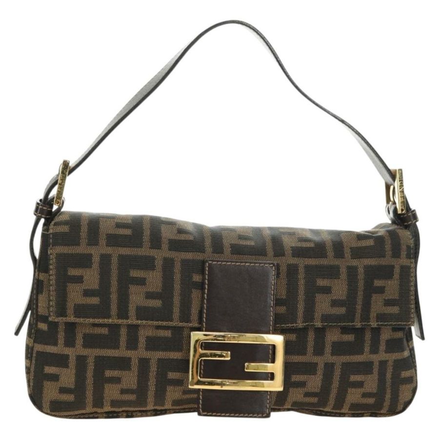 【日本直送】FENDI Zucca帆布Mamma Baguette單肩包 黑色棕色 正品 yk20469SM-12