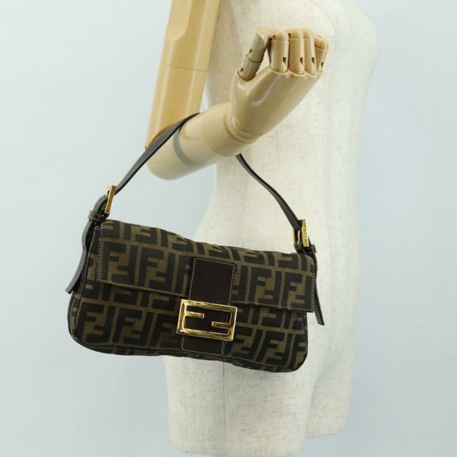 【日本直送】FENDI Zucca帆布Mamma Baguette單肩包 黑色棕色 正品 yk20469SM-24