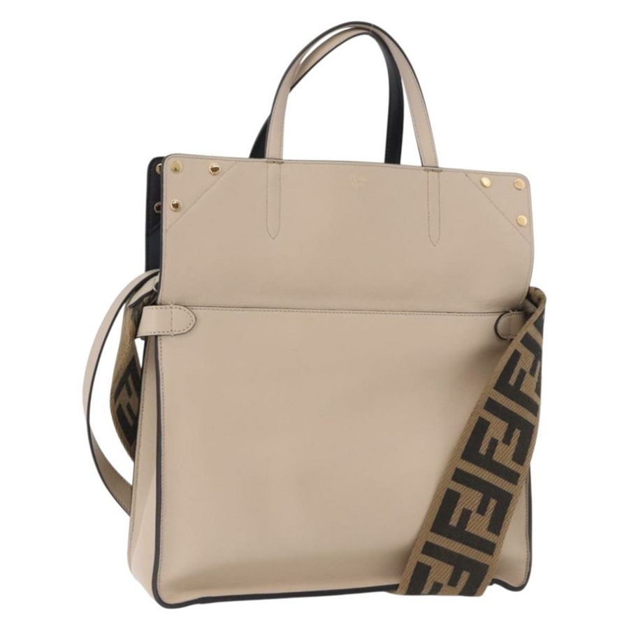 【日本直送】FENDI 翻蓋手提包 皮革 三用 海軍藍 金色 正品 bs35380A-0