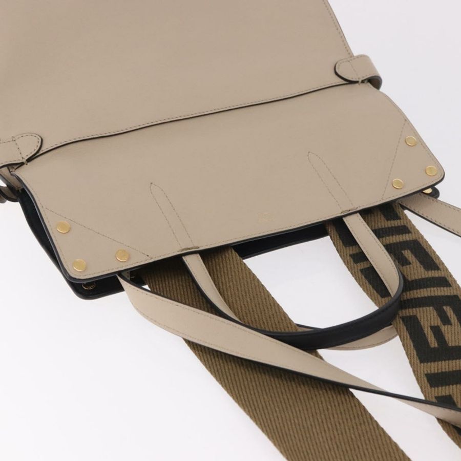 【日本直送】FENDI 翻蓋手提包 皮革 三用 海軍藍 金色 正品 bs35380A-13