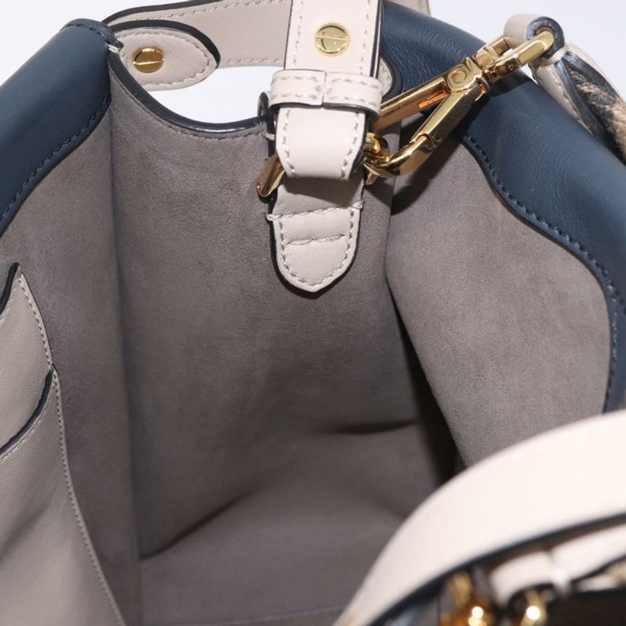 【日本直送】FENDI 翻蓋手提包 皮革 三用 海軍藍 金色 正品 bs35380A-23