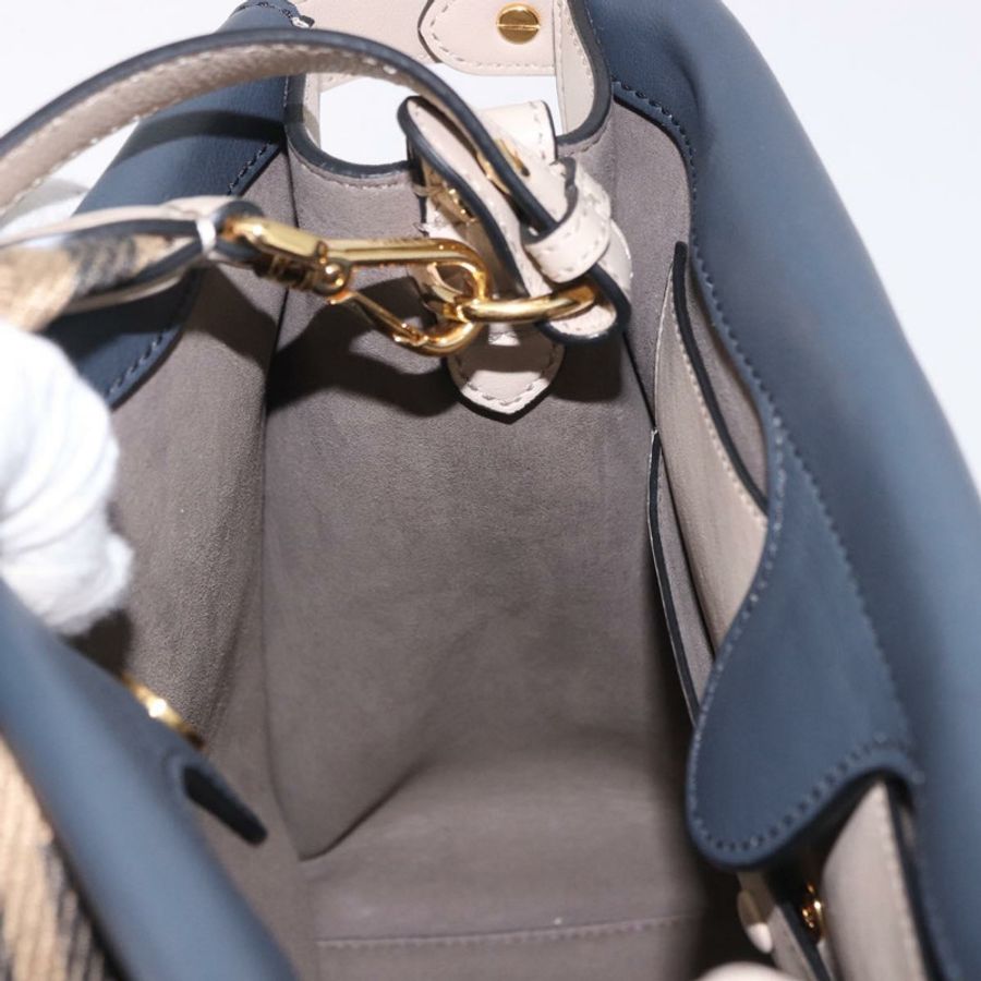 【日本直送】FENDI 翻蓋手提包 皮革 三用 海軍藍 金色 正品 bs35380A-24
