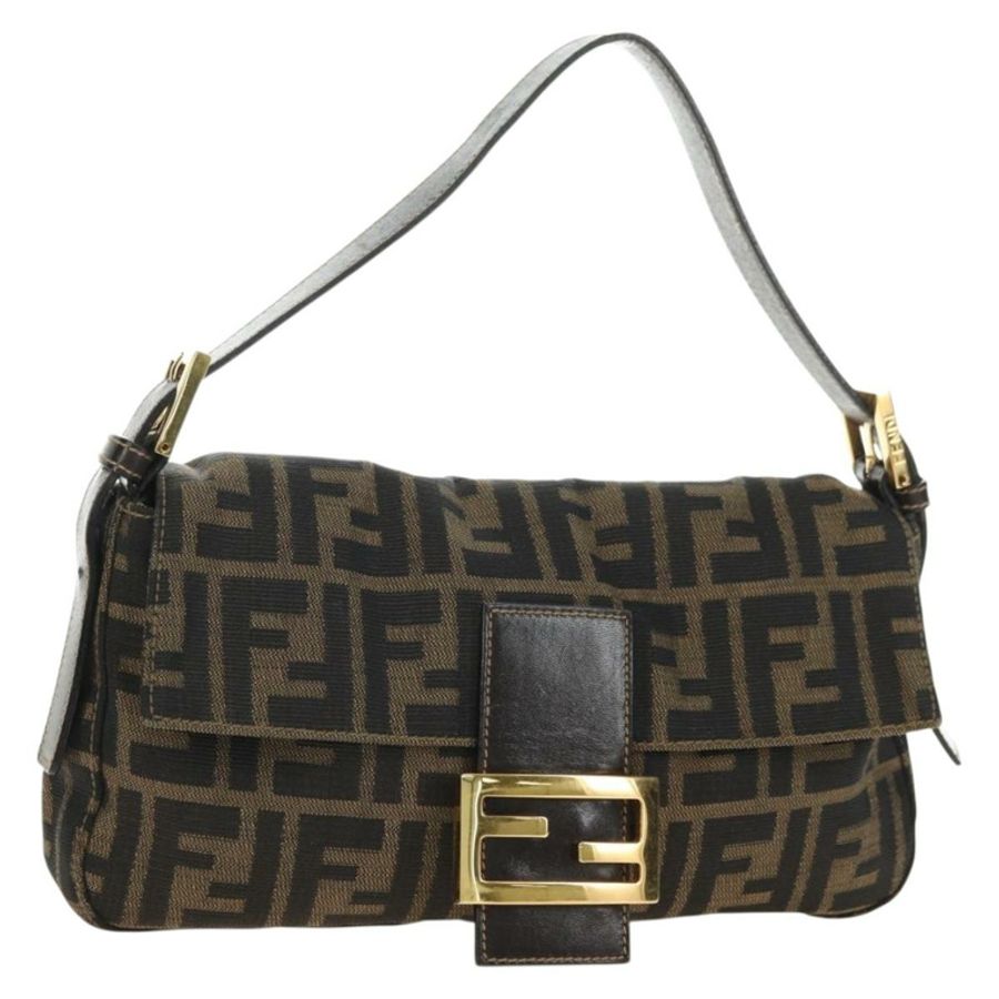 【日本直送】FENDI Zucca帆布Mamma Baguette單肩包 黑色棕色 正品 yk20463SM-0
