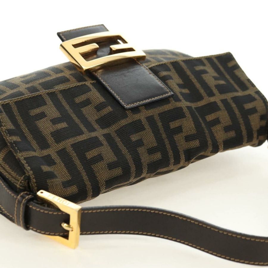 【日本直送】FENDI Zucca帆布Mamma Baguette單肩包 黑色棕色 正品 yk20463SM-5