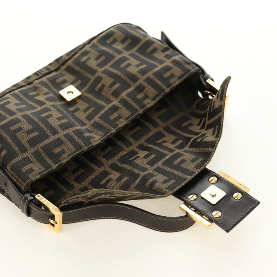 【日本直送】FENDI Zucca帆布Mamma Baguette單肩包 黑色棕色 正品 yk20463SM-8