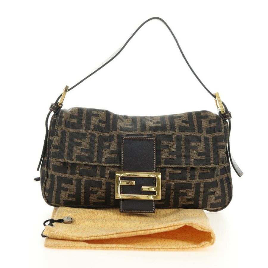 【日本直送】FENDI Zucca帆布Mamma Baguette單肩包 黑色棕色 正品 yk20463SM-11