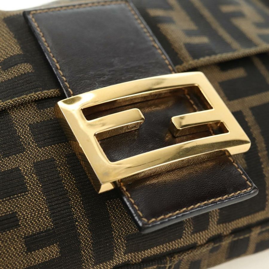 【日本直送】FENDI Zucca帆布Mamma Baguette單肩包 黑色棕色 正品 yk20463SM-19