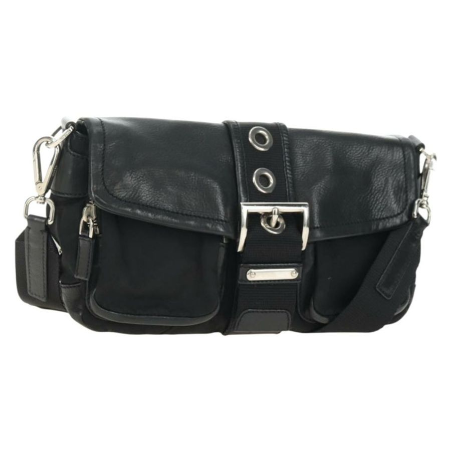 【日本直送】PRADA 單肩包 尼龍 黑色 銀色 正品 yk20454SAV-0