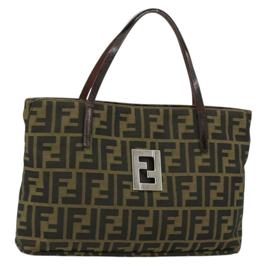 【日本直送】FENDI Zucca帆布手提包 黑色棕色 正品 gh2047-0