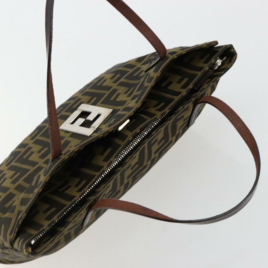 【日本直送】FENDI Zucca帆布手提包 黑色棕色 正品 gh2047-5