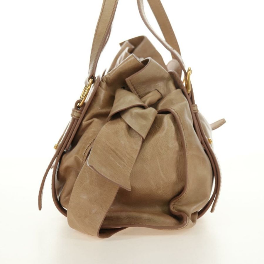 【日本直送】Miu Miu 皮革肩背包 米色 金色 正品 yk20471SAM-3