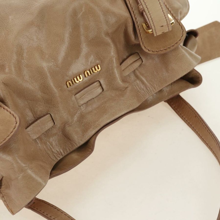 【日本直送】Miu Miu 皮革肩背包 米色 金色 正品 yk20471SAM-5
