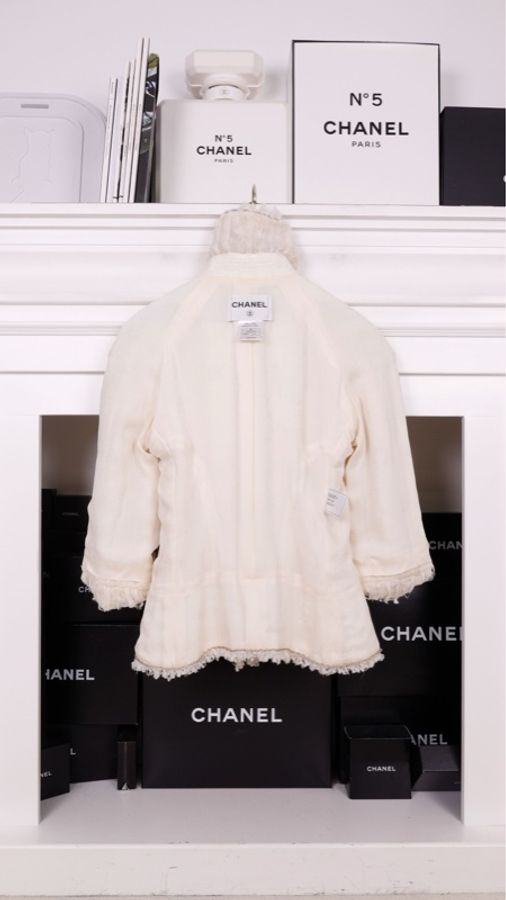 Chanel 08年春夏系列秀款奶黄色收腰七分袖上衣外套-5