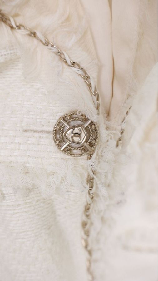 Chanel 08年春夏系列秀款奶黄色收腰七分袖上衣外套-9