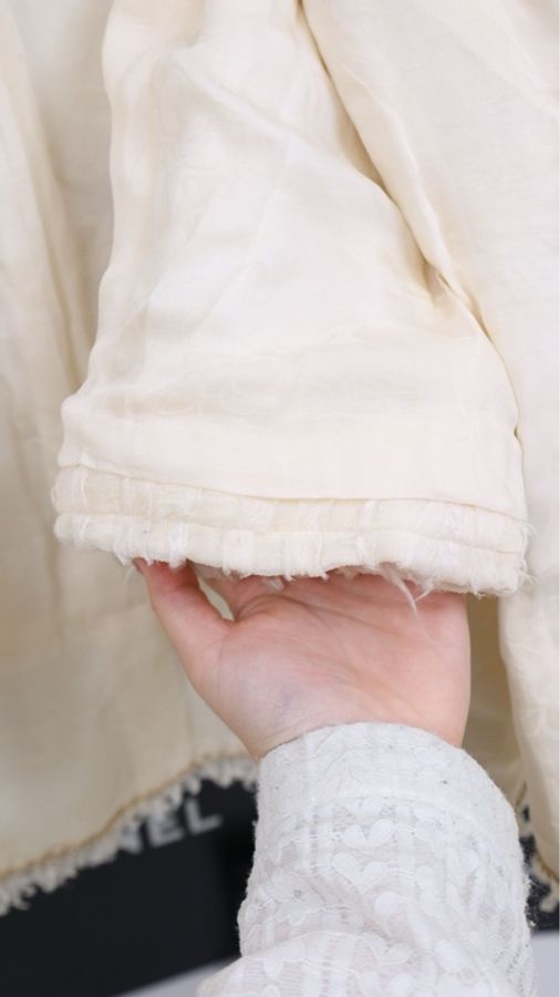 Chanel 08年春夏系列秀款奶黄色收腰七分袖上衣外套-14