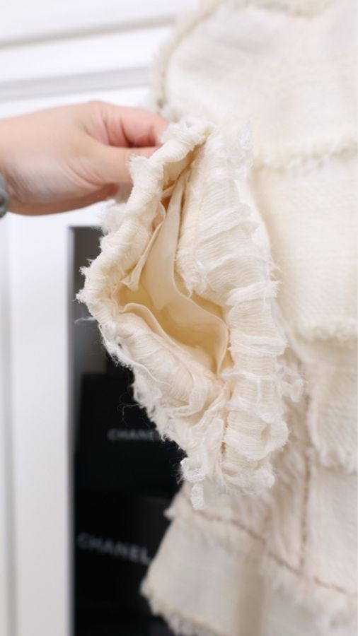Chanel 08年春夏系列秀款奶黄色收腰七分袖上衣外套-15