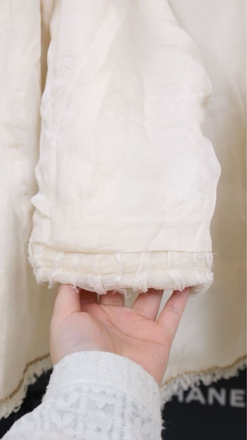 Chanel 08年春夏系列秀款奶黄色收腰七分袖上衣外套-16