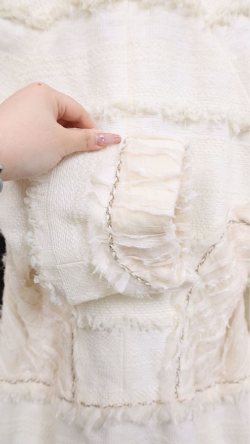 Chanel 08年春夏系列秀款奶黄色收腰七分袖上衣外套-18
