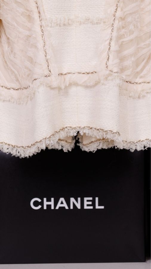Chanel 08年春夏系列秀款奶黄色收腰七分袖上衣外套-26