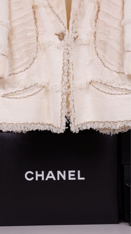 Chanel 08年春夏系列秀款奶黄色收腰七分袖上衣外套-28