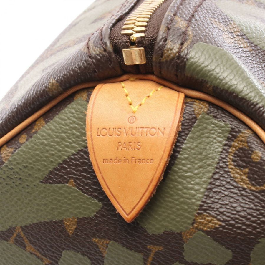 路易威登 Keepall 50 旅行手提包 M92196 Monogram Graffiti 皮革 卡其色-3
