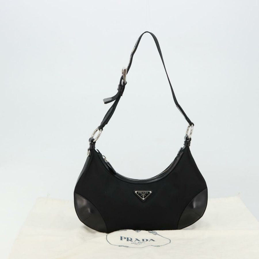 【日本直送】PRADA 單肩包 尼龍 黑色 銀色 正品 yk20451SAM-11