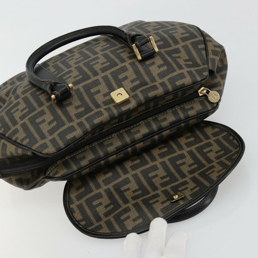 【日本直送】FENDI Zucca帆布手提包 黑色棕色 正品 182969V-8