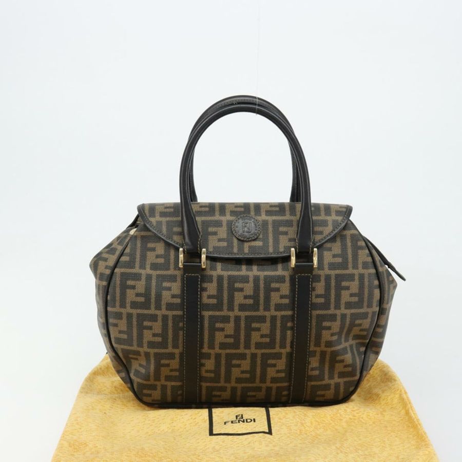 【日本直送】FENDI Zucca帆布手提包 黑色棕色 正品 182969V-11