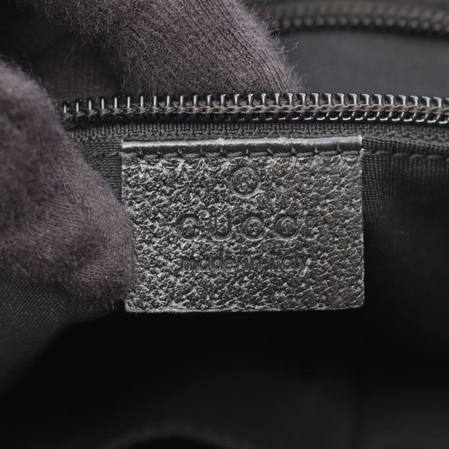 GUCCI GG帆布斜背包單肩包 256100 黑色皮革 二手 女士-3