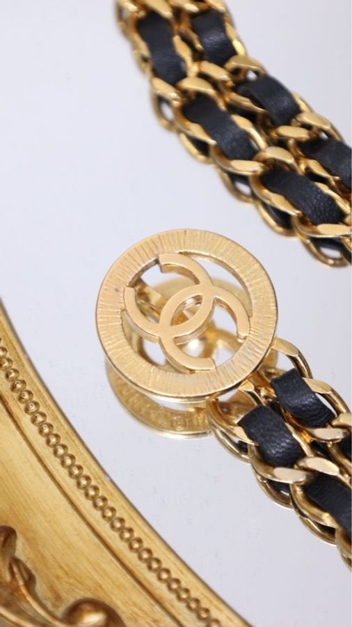 Chanel黑金双层皮穿链腰链-3