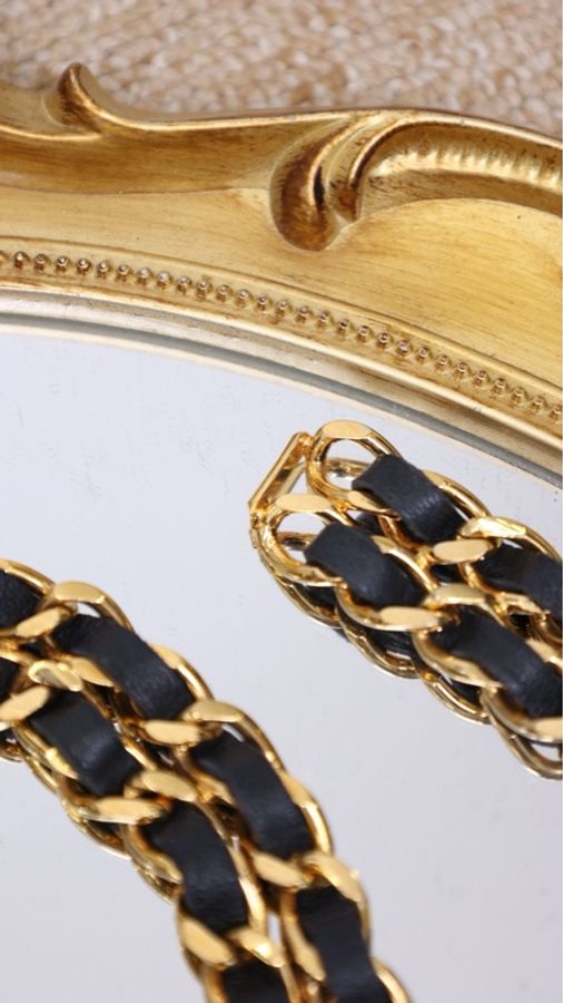 Chanel黑金双层皮穿链腰链-4