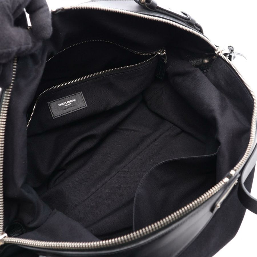 SAINT LAURENT PARIS ID Convertible 2WAY Shoulder Bag GUE466989 帆布皮革 黑色 二手 女士-2