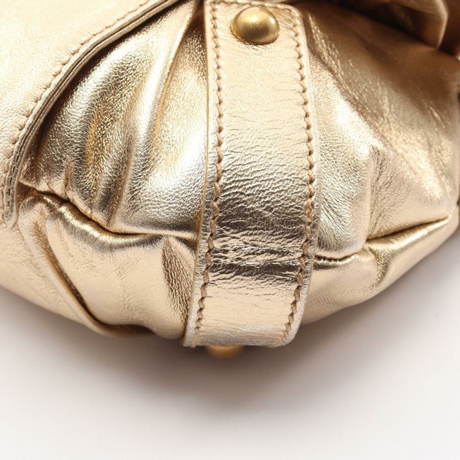 Yves Saint Laurent 左岸蝴蝶結緞帶單肩包,皮革材質,金色,二手女款-4