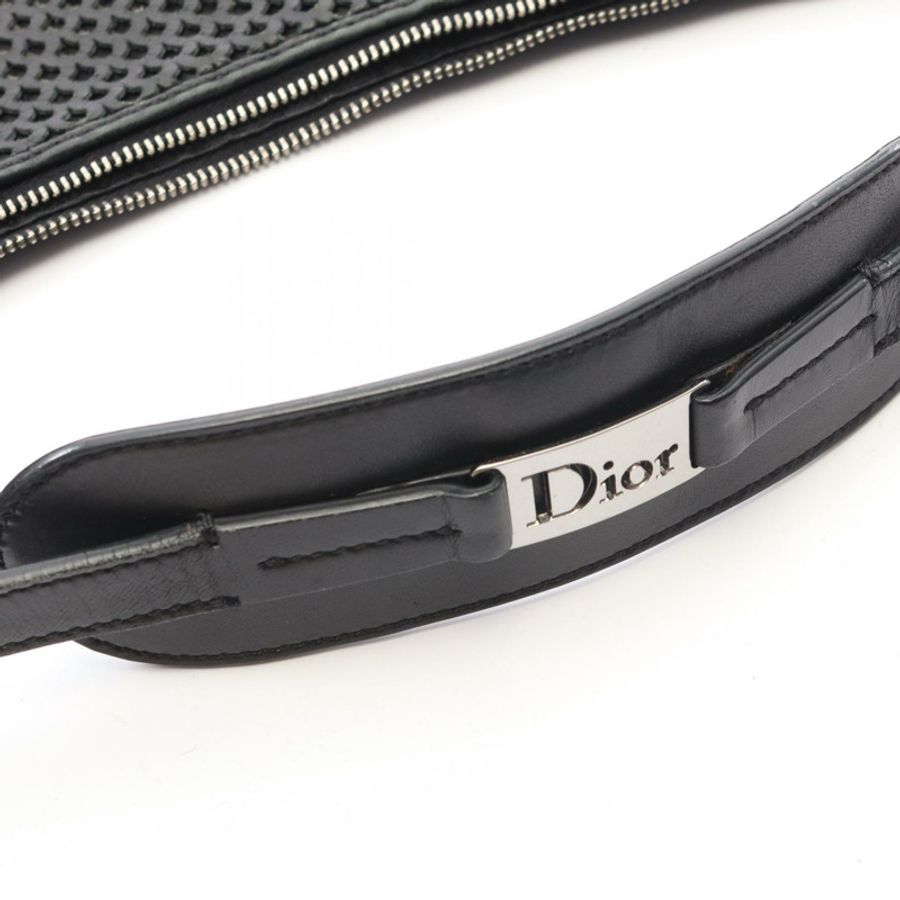 Dior 網眼肩包,黑色皮革,二手女款-7
