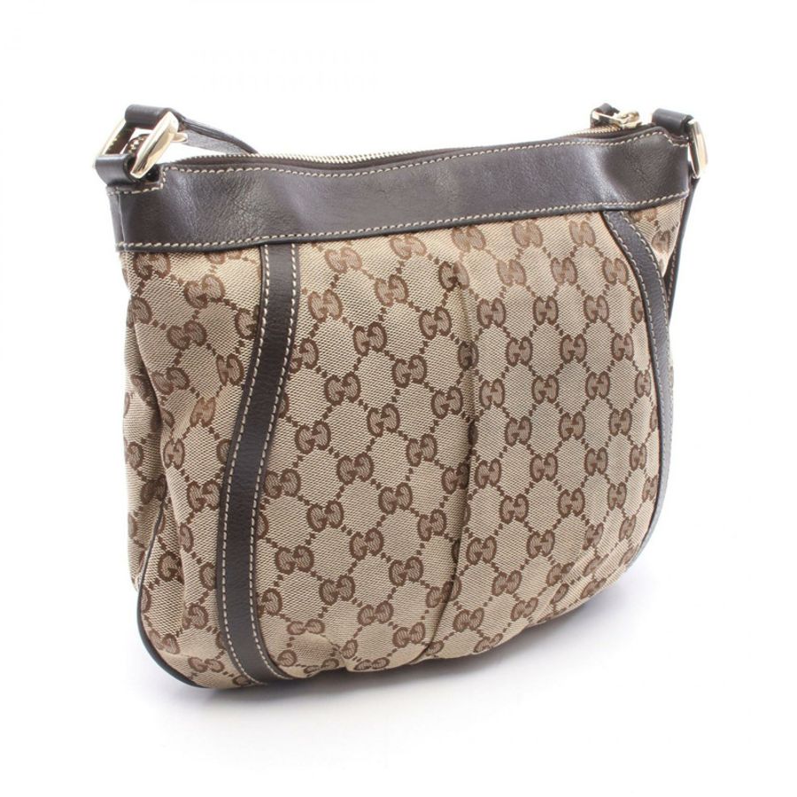 GUCCI Abbey GG帆布單肩斜背包 203257 帆布皮革 米色 二手-1