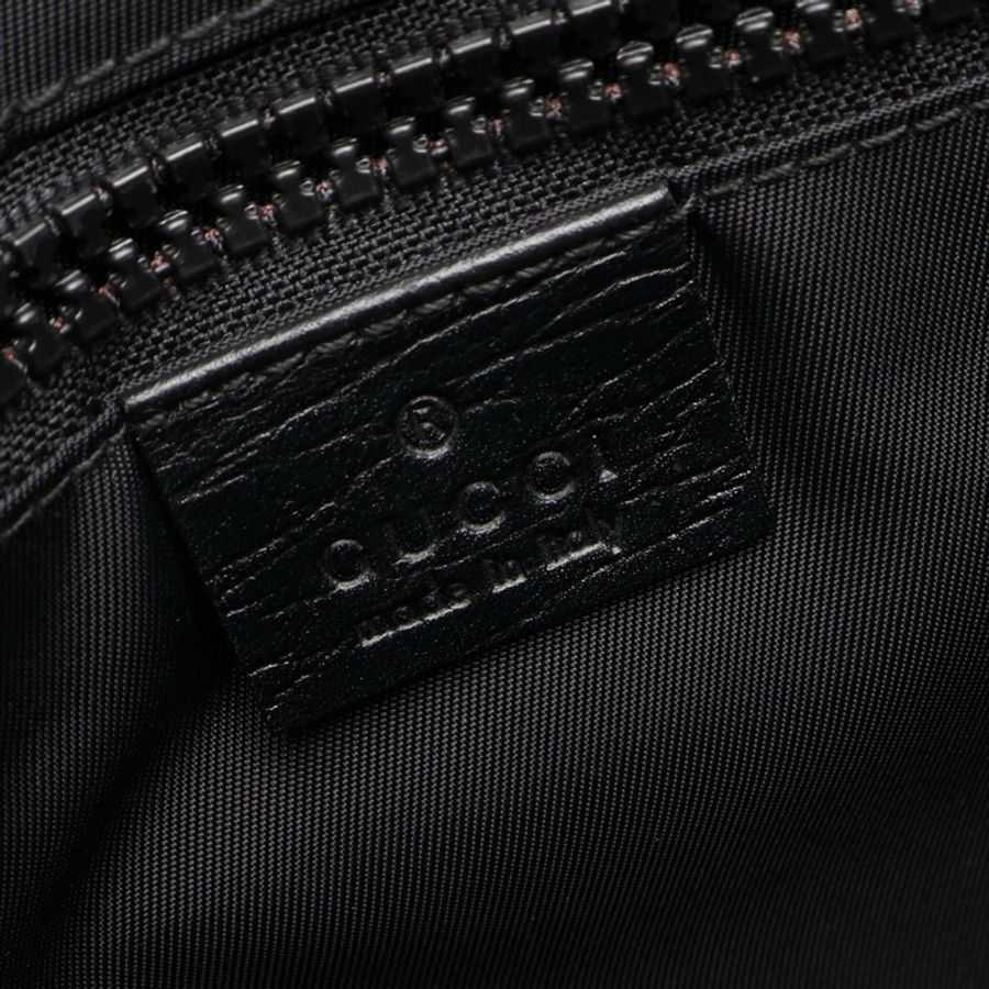 GUCCI GG Supreme 單肩斜背包 162904 帆布皮革 黑色 灰色 二手-3