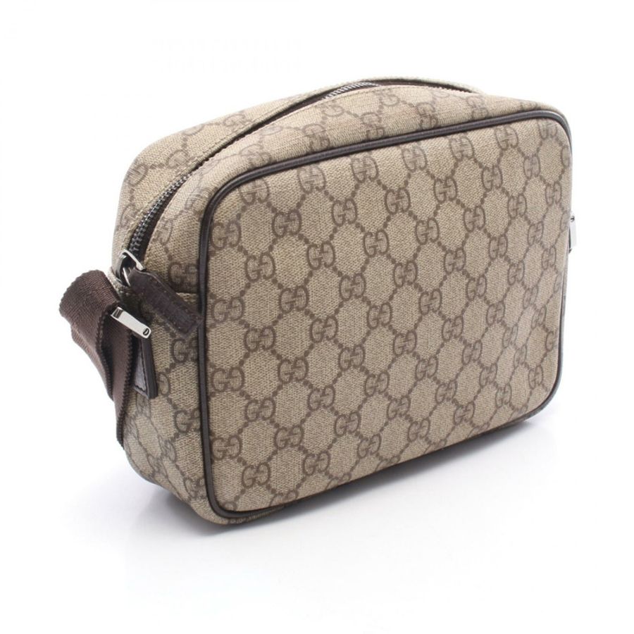 GUCCI GG plus 單肩斜背包 114291 帆布皮革 米棕色 二手-1