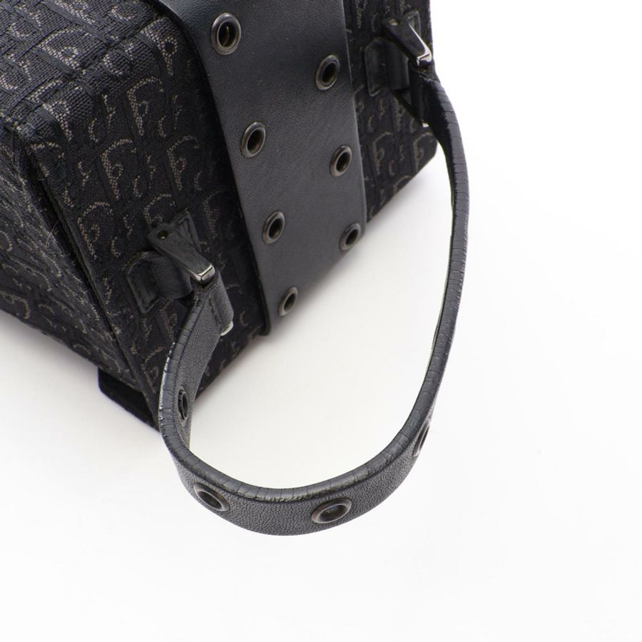 Dior 街頭時尚 Trotter 手提包,帆布皮革材質,黑色,二手女款-4