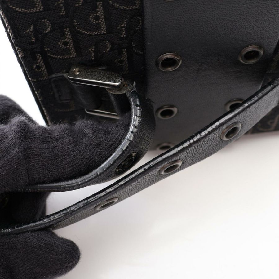 Dior 街頭時尚 Trotter 手提包,帆布皮革材質,黑色,二手女款-5
