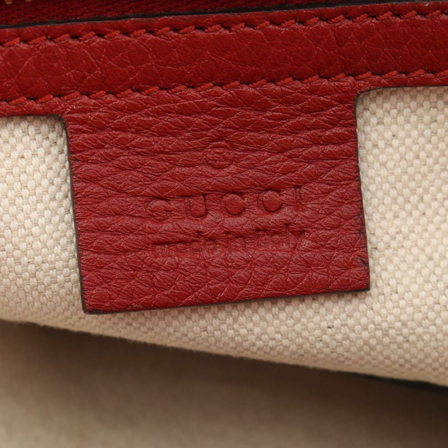 GUCCI 竹節購物袋 中型單肩斜背手提包 323660 皮革 紅色 二手-3