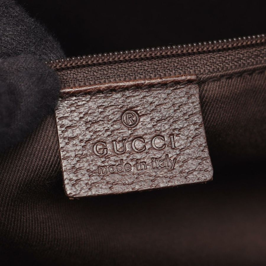 GUCCI GG帆布托特單肩包 115015 皮革 米色 棕色 二手 女士-3