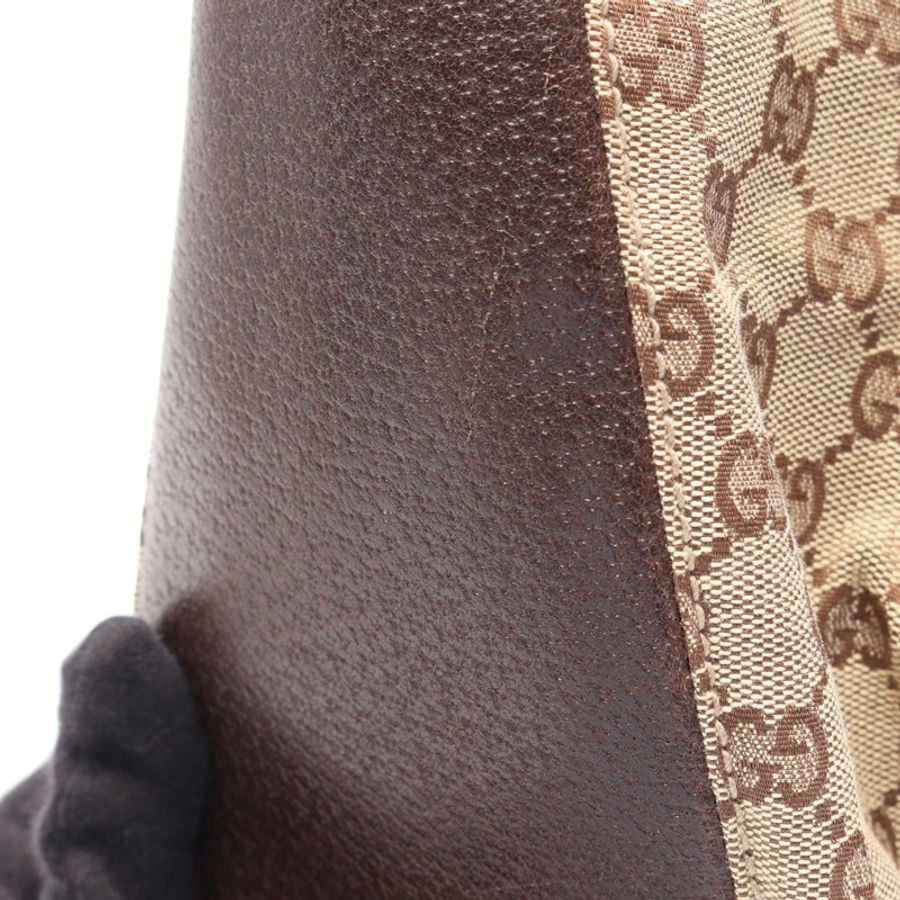 GUCCI GG帆布托特單肩包 115015 皮革 米色 棕色 二手 女士-6