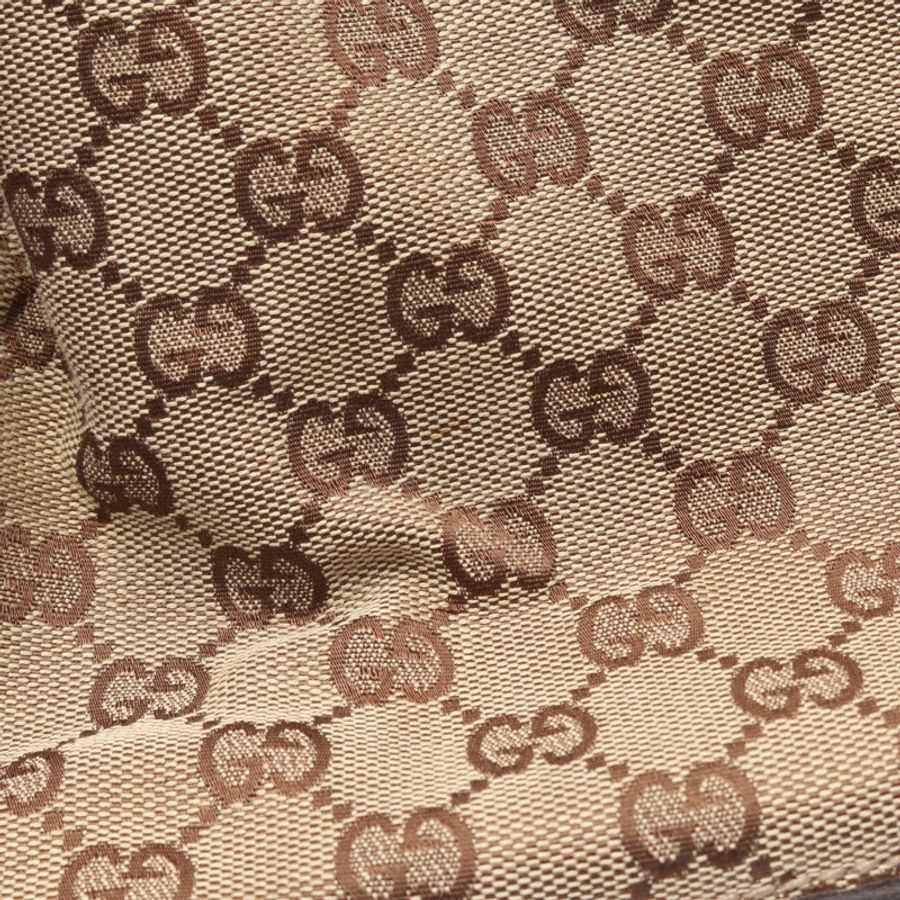 GUCCI GG帆布托特單肩包 115015 皮革 米色 棕色 二手 女士-12