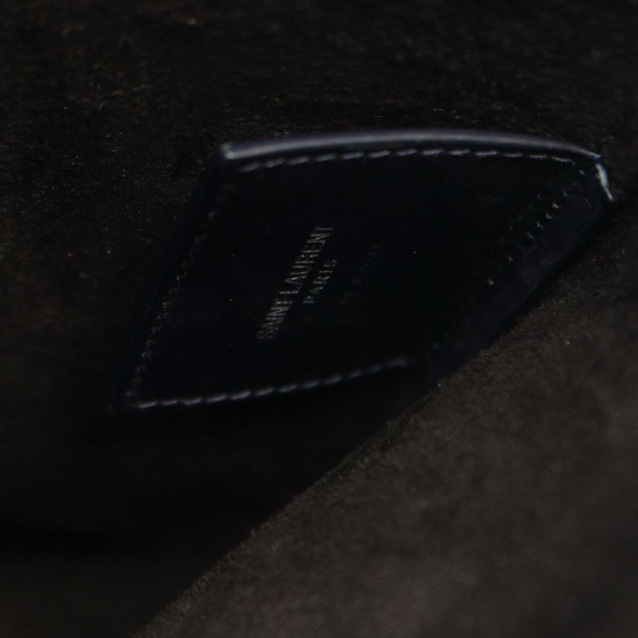 SAINT LAURENT PARIS 購物水桶手提包,海軍藍皮革,二手,男女通用-3