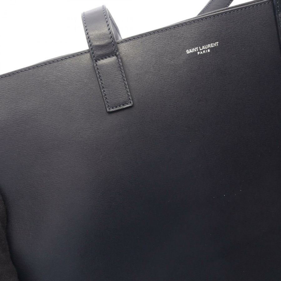 SAINT LAURENT PARIS 購物水桶手提包,海軍藍皮革,二手,男女通用-6