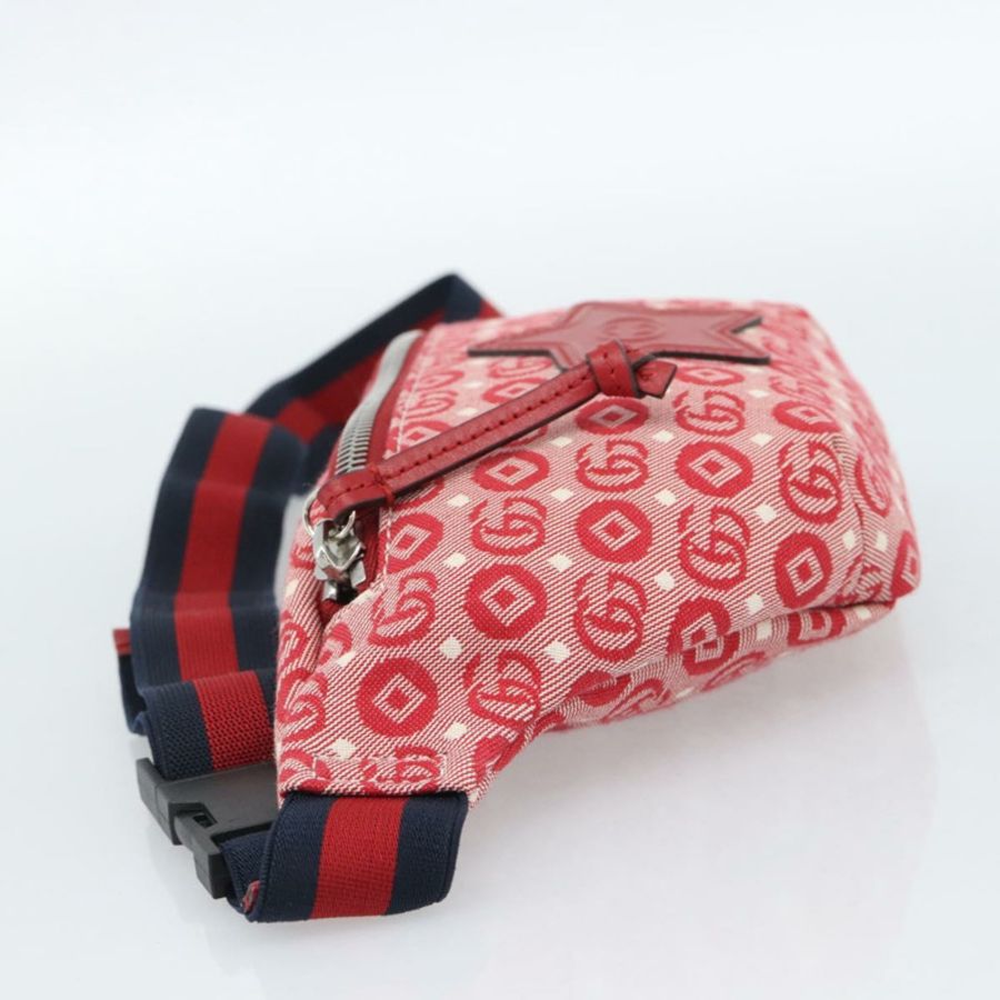 【日本直送】GUCCI 兒童 Sherry 系列腰包 帆布 海軍藍/紅色 502095 正品 ka4751M-2